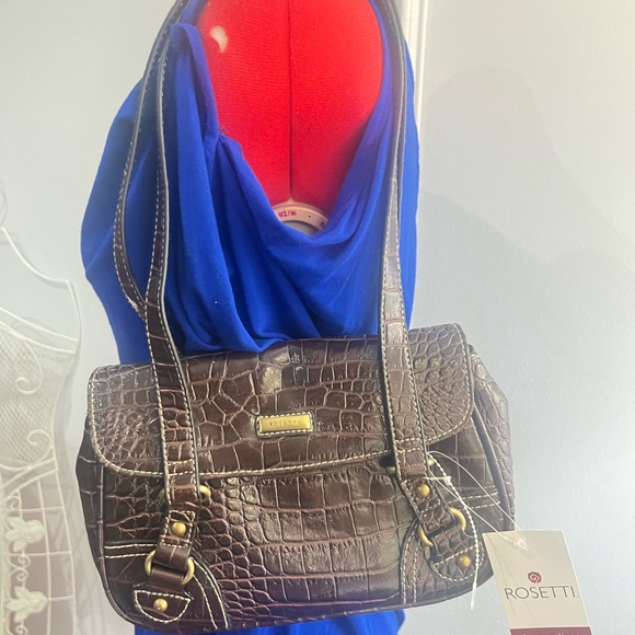 Rosetti Bonus Time Dark Brown Croc-Embossed handbag purse New - Picture 14 of 16